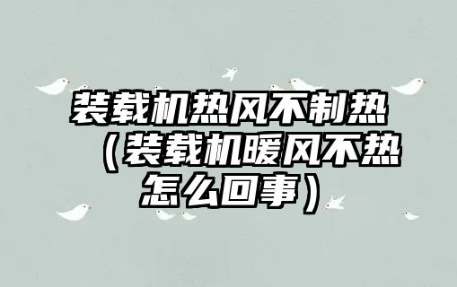 裝載機(jī)熱風(fēng)不制熱（裝載機(jī)暖風(fēng)不熱怎么回事）