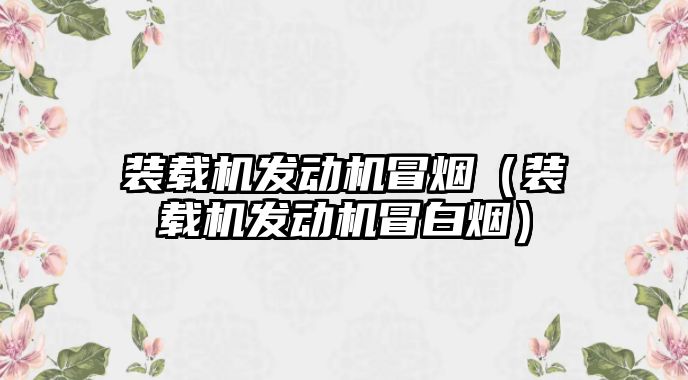 裝載機發(fā)動機冒煙（裝載機發(fā)動機冒白煙）