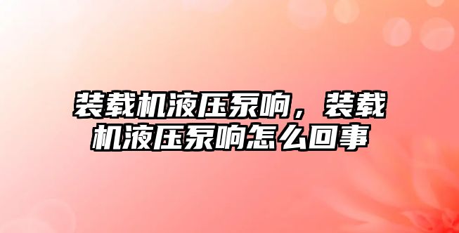 裝載機液壓泵響，裝載機液壓泵響怎么回事