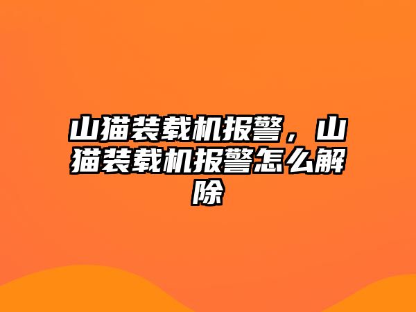 山貓裝載機報警，山貓裝載機報警怎么解除