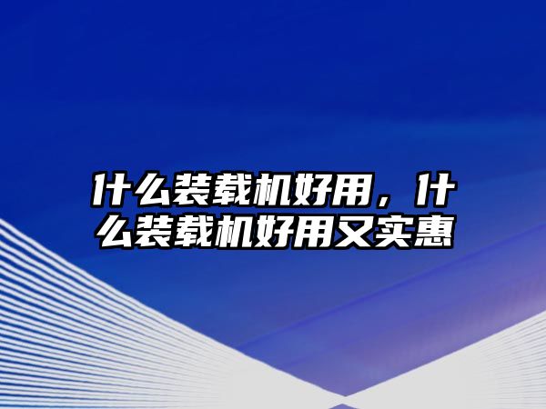 什么裝載機好用，什么裝載機好用又實惠