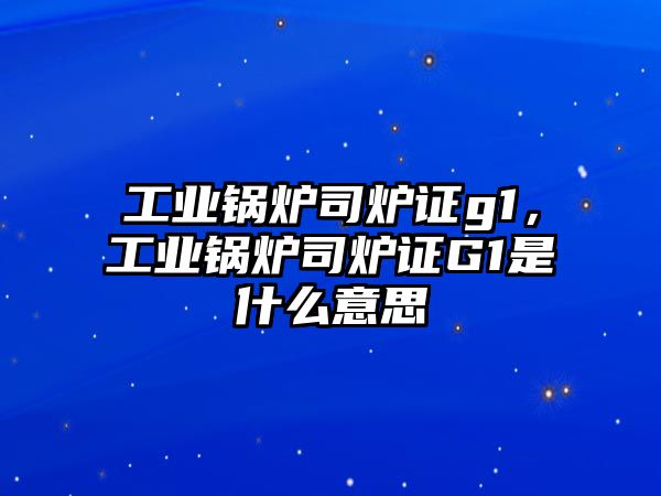 工業(yè)鍋爐司爐證g1，工業(yè)鍋爐司爐證G1是什么意思