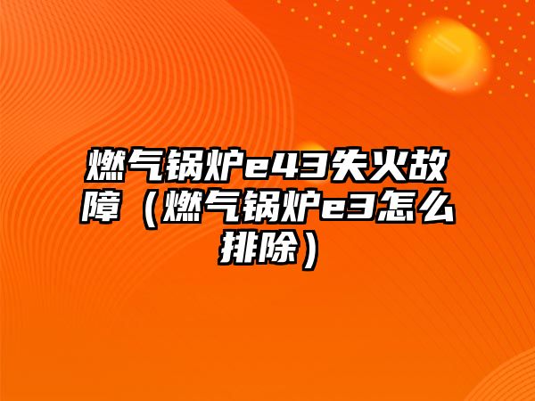 燃?xì)忮仩te43失火故障（燃?xì)忮仩te3怎么排除）