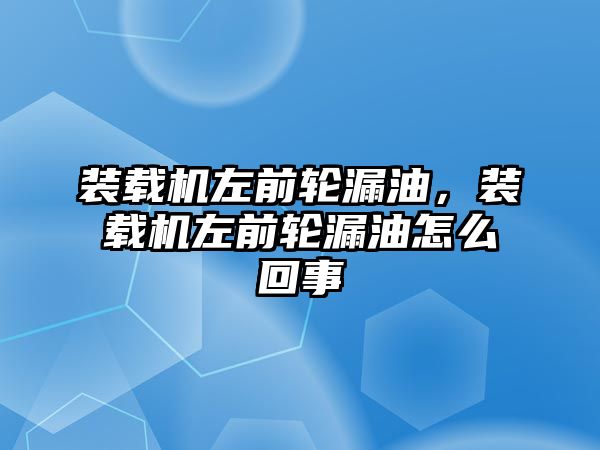 裝載機左前輪漏油，裝載機左前輪漏油怎么回事