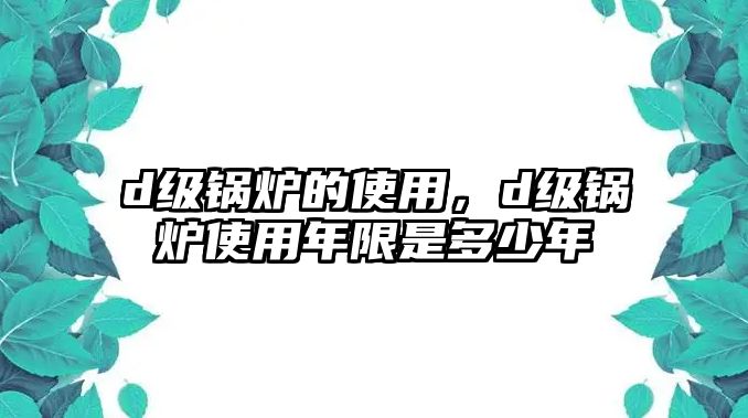 d級鍋爐的使用，d級鍋爐使用年限是多少年