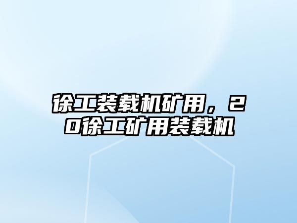 徐工裝載機礦用，20徐工礦用裝載機