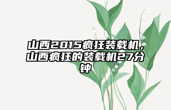 山西2015瘋狂裝載機(jī)，山西瘋狂的裝載機(jī)27分鐘