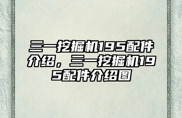 三一挖掘機195配件介紹，三一挖掘機195配件介紹圖