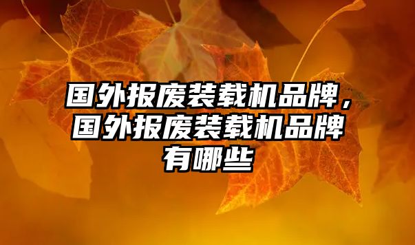 國(guó)外報(bào)廢裝載機(jī)品牌，國(guó)外報(bào)廢裝載機(jī)品牌有哪些