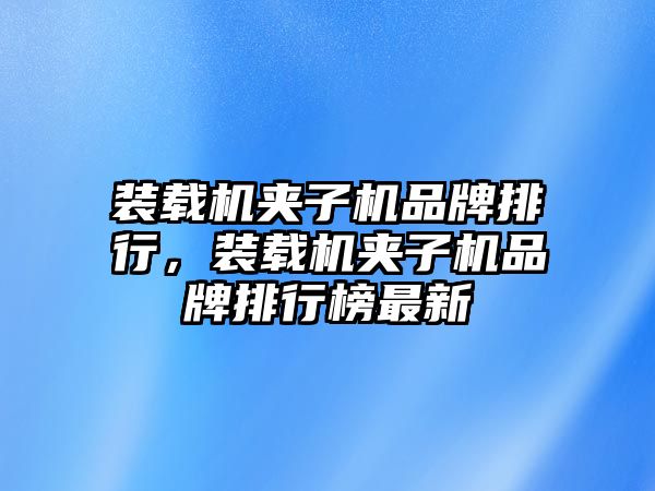 裝載機夾子機品牌排行，裝載機夾子機品牌排行榜最新