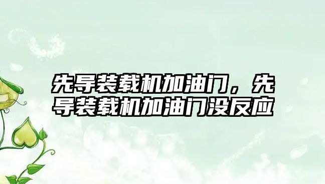 先導裝載機加油門，先導裝載機加油門沒反應