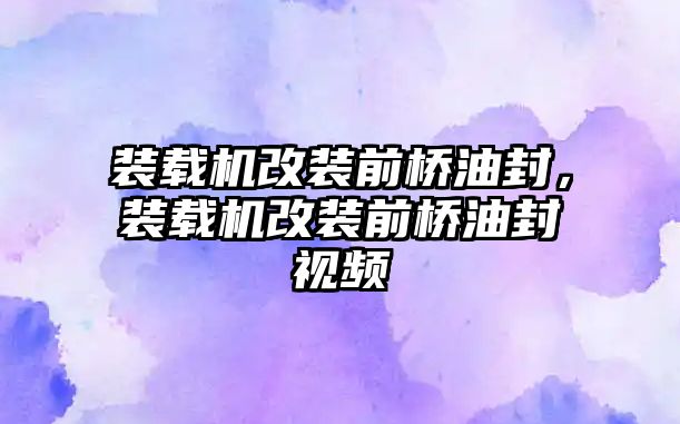 裝載機改裝前橋油封，裝載機改裝前橋油封視頻