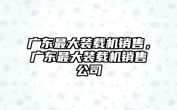 廣東最大裝載機(jī)銷售，廣東最大裝載機(jī)銷售公司