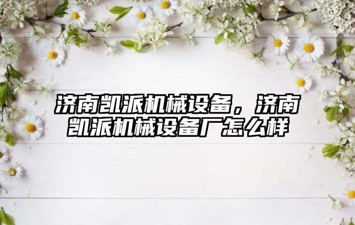 濟南凱派機械設備，濟南凱派機械設備廠怎么樣