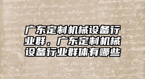 廣東定制機械設備行業(yè)群，廣東定制機械設備行業(yè)群體有哪些