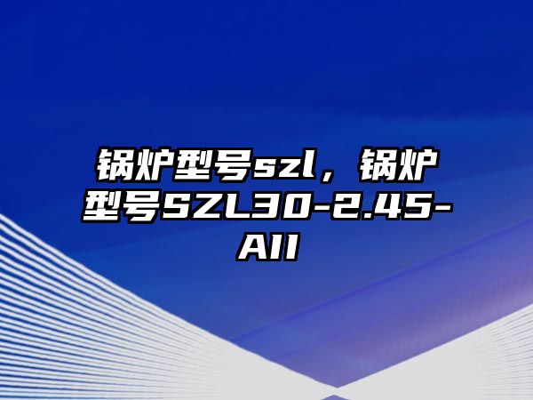 鍋爐型號szl，鍋爐型號SZL30-2.45-AII