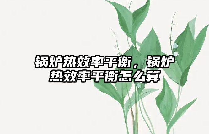 鍋爐熱效率平衡，鍋爐熱效率平衡怎么算