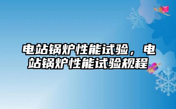 電站鍋爐性能試驗，電站鍋爐性能試驗規(guī)程