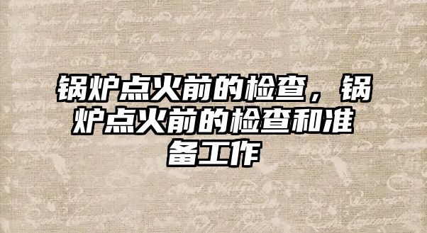 鍋爐點火前的檢查，鍋爐點火前的檢查和準備工作