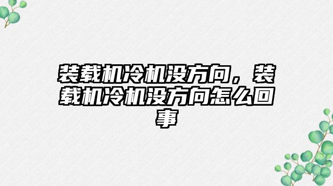 裝載機冷機沒方向，裝載機冷機沒方向怎么回事