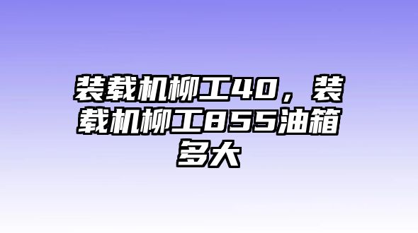 裝載機柳工40，裝載機柳工855油箱多大