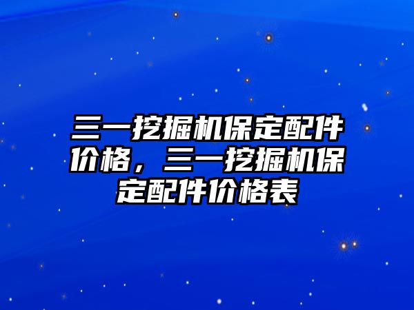 三一挖掘機保定配件價格，三一挖掘機保定配件價格表