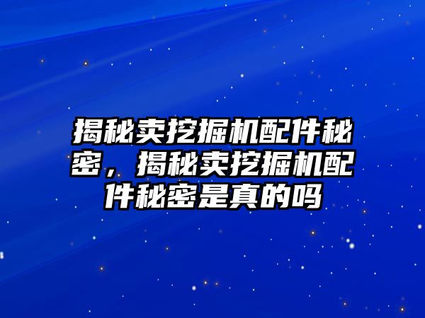 揭秘賣挖掘機(jī)配件秘密，揭秘賣挖掘機(jī)配件秘密是真的嗎