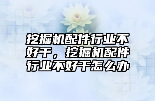 挖掘機配件行業(yè)不好干，挖掘機配件行業(yè)不好干怎么辦