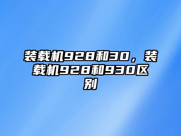 裝載機(jī)928和30，裝載機(jī)928和930區(qū)別