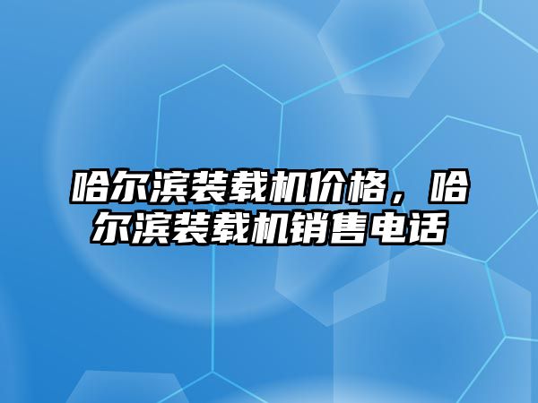 哈爾濱裝載機價格，哈爾濱裝載機銷售電話