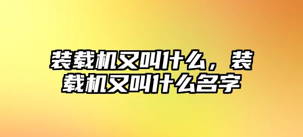 裝載機(jī)又叫什么，裝載機(jī)又叫什么名字