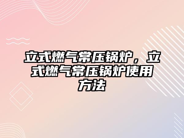 立式燃?xì)獬哄仩t，立式燃?xì)獬哄仩t使用方法