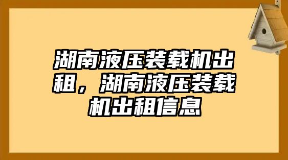 湖南液壓裝載機出租，湖南液壓裝載機出租信息