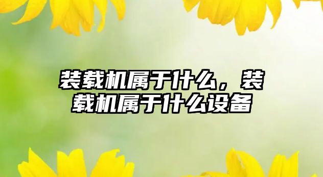 裝載機屬于什么，裝載機屬于什么設備