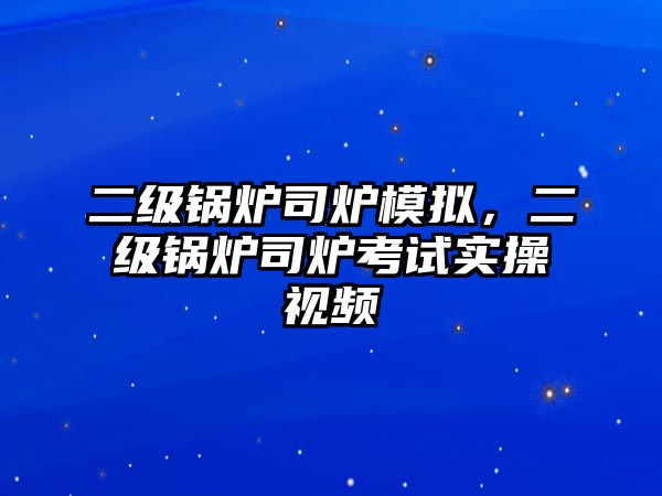 二級鍋爐司爐模擬，二級鍋爐司爐考試實操視頻