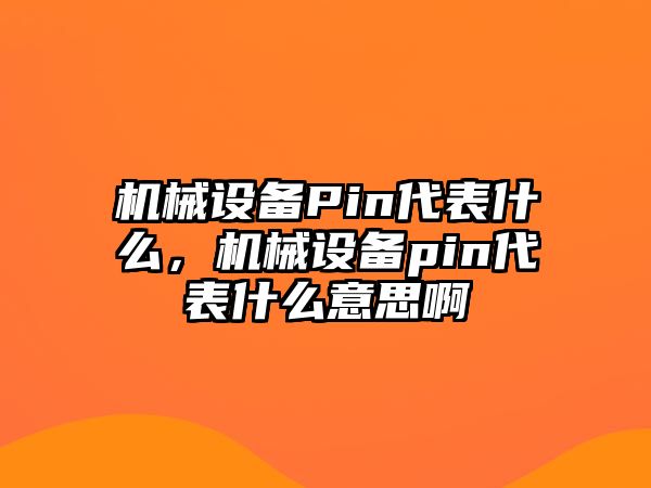 機(jī)械設(shè)備Pin代表什么，機(jī)械設(shè)備pin代表什么意思啊