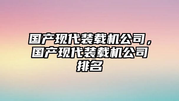 國產現代裝載機公司，國產現代裝載機公司排名