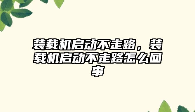 裝載機啟動不走路，裝載機啟動不走路怎么回事