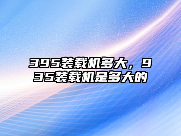 395裝載機(jī)多大，935裝載機(jī)是多大的