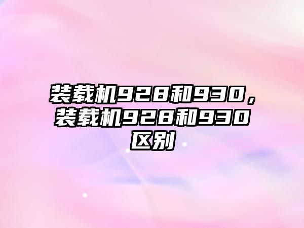 裝載機928和930，裝載機928和930區(qū)別