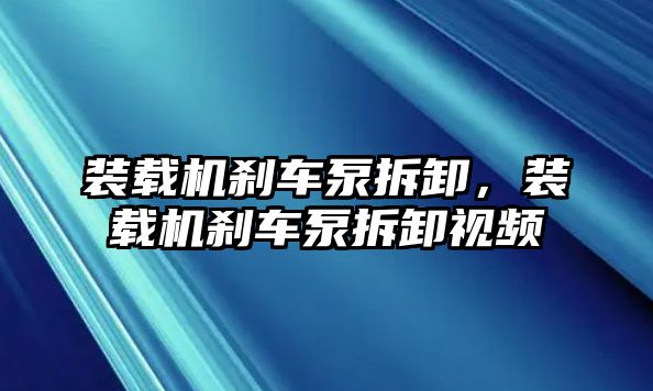 裝載機(jī)剎車泵拆卸，裝載機(jī)剎車泵拆卸視頻