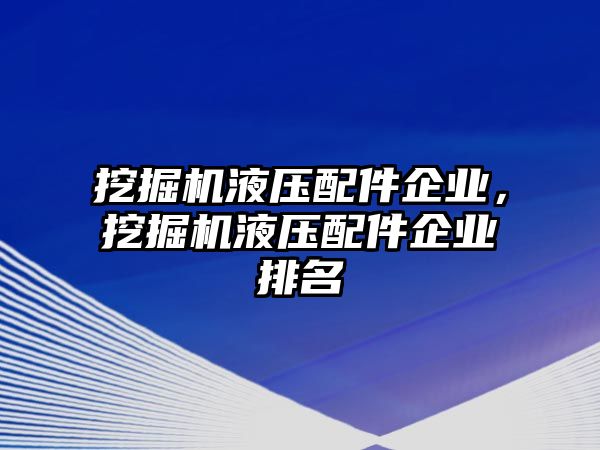 挖掘機液壓配件企業(yè)，挖掘機液壓配件企業(yè)排名