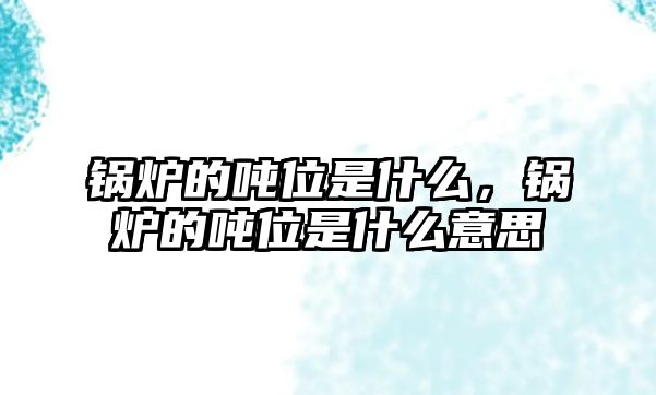 鍋爐的噸位是什么，鍋爐的噸位是什么意思