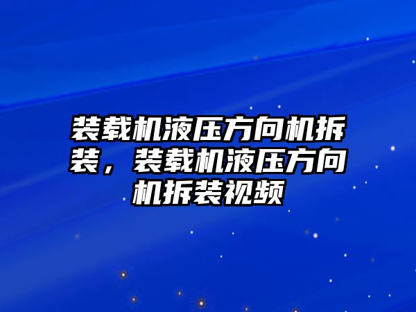 裝載機(jī)液壓方向機(jī)拆裝，裝載機(jī)液壓方向機(jī)拆裝視頻