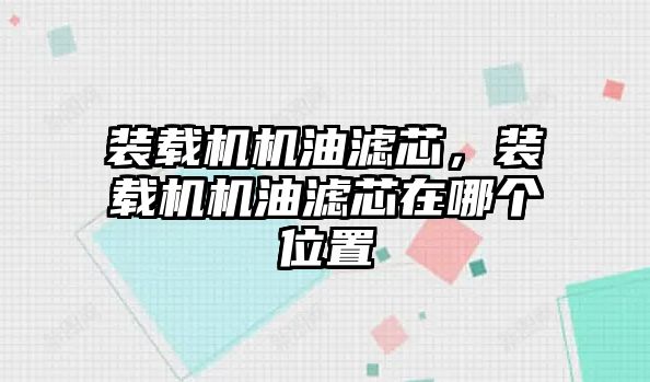 裝載機機油濾芯，裝載機機油濾芯在哪個位置