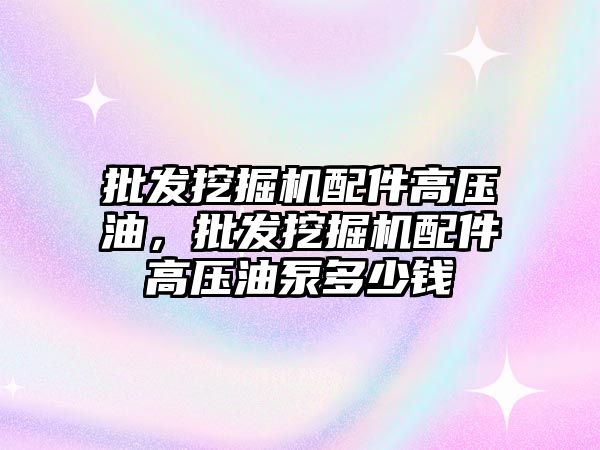 批發(fā)挖掘機配件高壓油，批發(fā)挖掘機配件高壓油泵多少錢