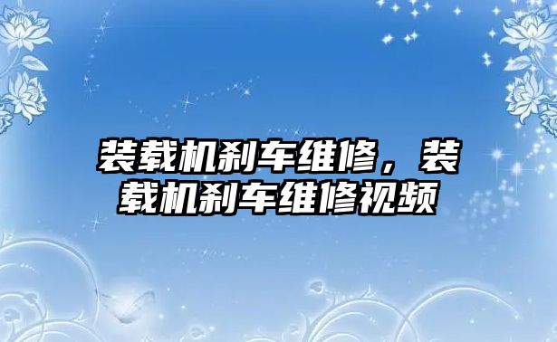 裝載機剎車維修，裝載機剎車維修視頻