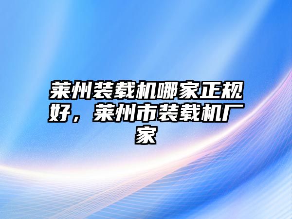 萊州裝載機哪家正規(guī)好，萊州市裝載機廠家