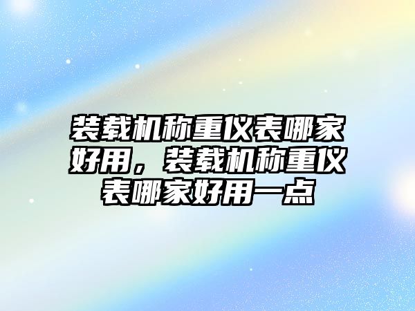 裝載機稱重儀表哪家好用，裝載機稱重儀表哪家好用一點