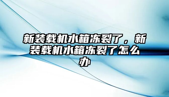 新裝載機水箱凍裂了，新裝載機水箱凍裂了怎么辦